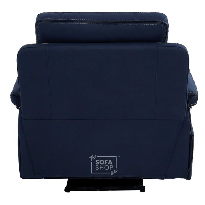 1  Seater Blue Fabric Electric Recliner Armchair with Vibration Massage, Heated Lumbar, LED Lights & Power Headrest | Tuscany | The Sofa Shop