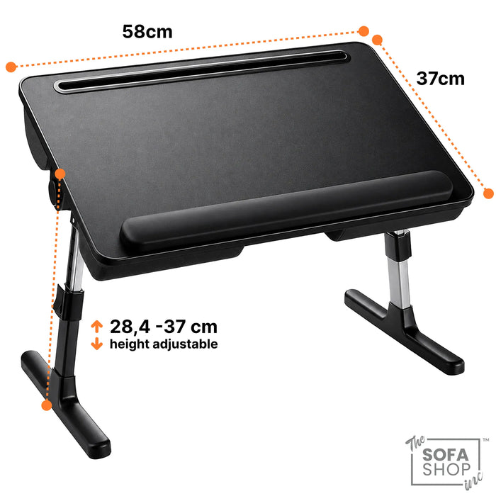 The Sofa Shop Portable Lap Desk & Bed Table With Adjustable Design | 2-In-1 Sofa Workstation With 5 Height Settings + Tilting Top + Bolster Cushions + Device Slots | Denver