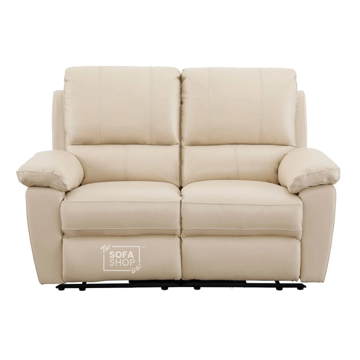 2 Seater Electric Recliner Sofa In Cream Real Leather | Smooth Power Recliner, USB-C Charging | Trento | The Sofa Shop