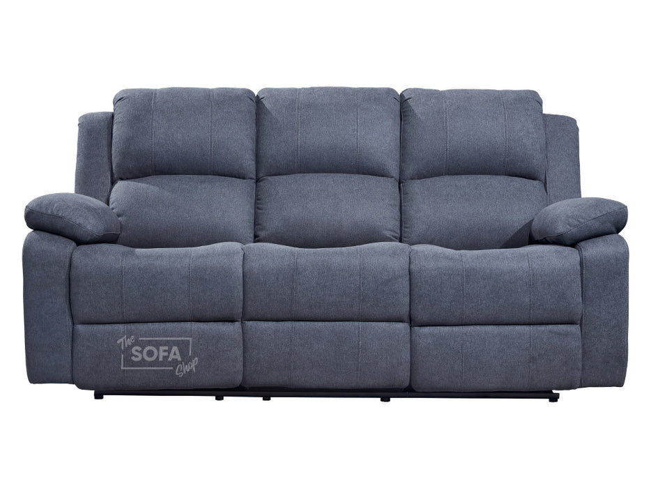 3 Seater Recliner Sofa in Dark Grey Fabric with Drop-Down Table & Cup Holders - Trento