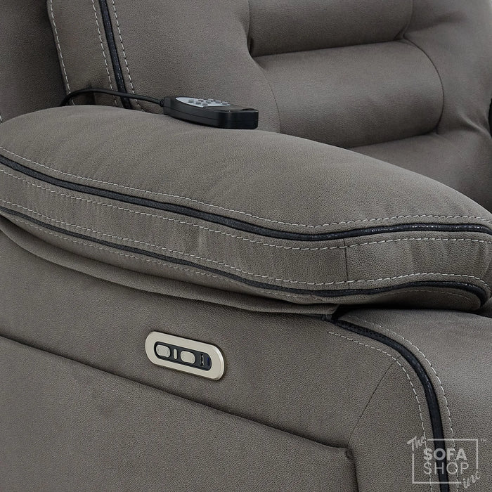 2 Piece Smart Tech Electric Recliner Cinema Sofa Set | Graphite Grey Fabric Sofa Suite | Tuscany