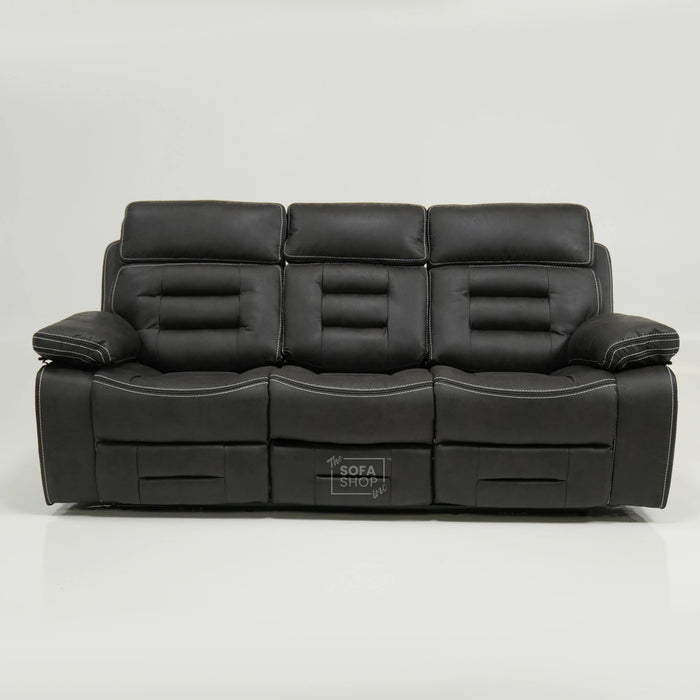 3 Seater Cinema Sofa in Black Velvet Fabric | Hi-Tech Cinema Sofa with Power Recline + Power Headrests + Wireless Charging + Speakers + Fold Down Table| Sample | Tuscany | The Sofa Shop
