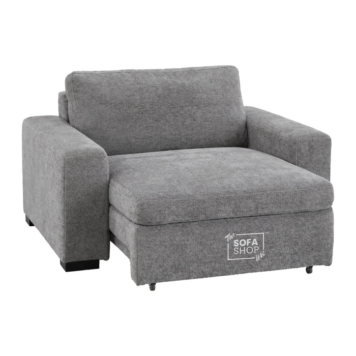 Power Sliding Sofa & Sofa Bed In One | 1 Seater Electric Extendable Chair | USB+C Charging & Grey Chenille Fabric | Home Cinema Seating | Palma | The Sofa Shop