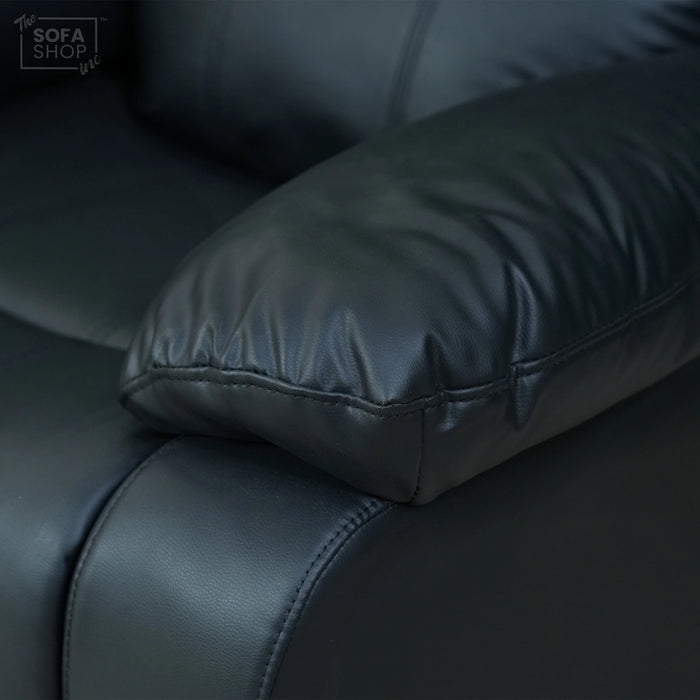 1 Seater Leather Recliner Cinema Sofa in Black | Manual Reclining Sofa with Fully Reclining Mechanism | Trento  | Second Hand Sofas 1