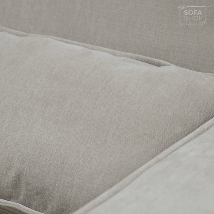 1 Seater Static Sofa With Soft Cosy, Elegant Beige Fabric | No Feet | Vicenza | Ex-Display | The Sofa Shop