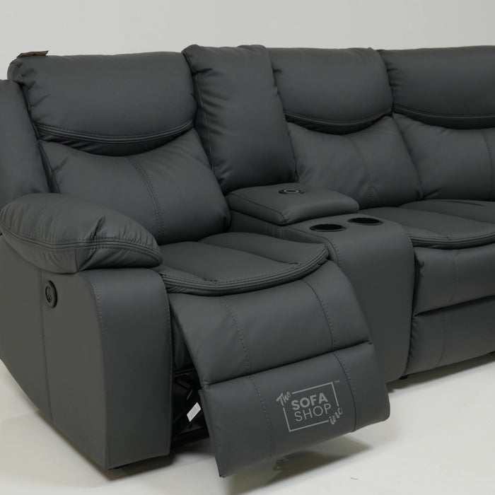 Electric Recliner Corner Sofa With Power Recline & Wireless Charging | Mismatched Stitching & Sunken Seats | Highgate | Second Hand Sofa 34