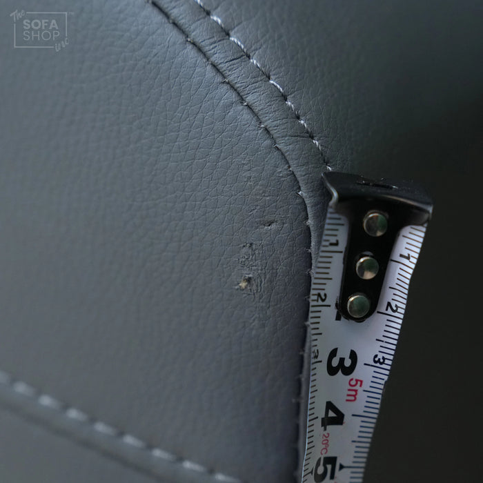 3 Seater Electric Recliner Cinema Sofa In Grey Leather | Table Stuck, Left Side Scuffed, No Ears | Siena | Second Hand Sofa 120