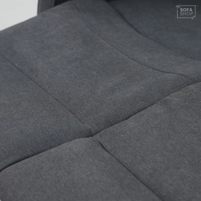 Manual Recline Dark Grey Fabric 2 Seater | Seat Covers Are Different Shades | Parma | Second Hand Sofa 23
