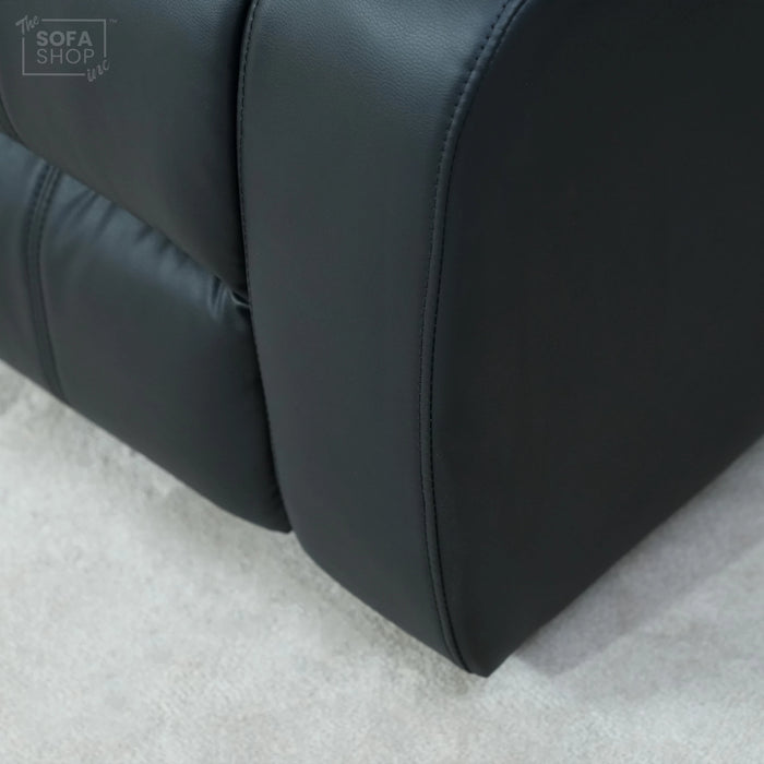1 Seater Leather Recliner Cinema Sofa in Black | Manual Reclining Sofa with Fully Reclining Mechanism | Trento  | Second Hand Sofas 1