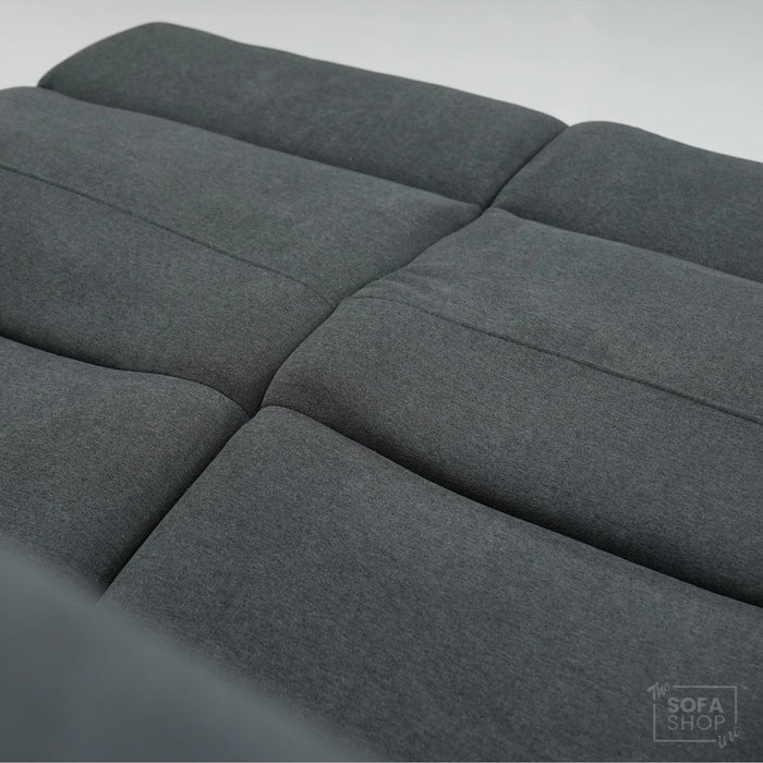 2 Seater Manual Fabric Sofa in Dark Grey | Fully Reclining Seats With Ripped Backrest | Parma | Second Hand Sofa 08