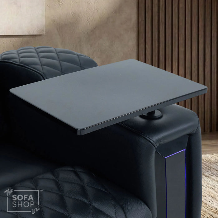 1 Seater Electric Dual Lift Riser Cinema Chair | Power Recline, Heated Lumbar + Massage & Cooling & Heating Cup Holders | Black Real Leather Riser Armchair with Tray Tables | Assisi | The Sofa Shop