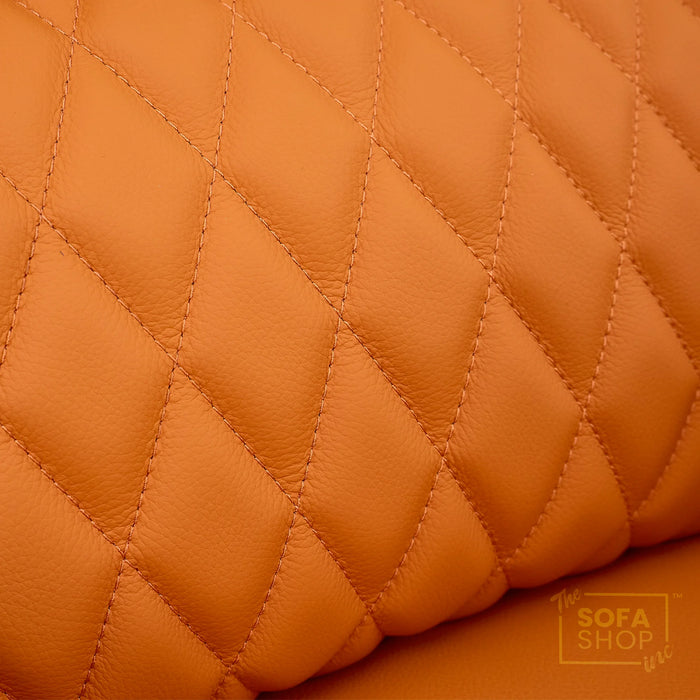 3 Seater Cinema Sofa in Orange Real Leather | Luxury Theatre & Home Cinema Seating | Electric Recliner With 3 Power Recliners, Power Lumbar & Cooling Cup Holders | Assisi | The Sofa Shop