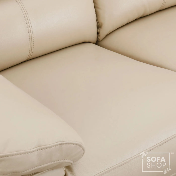 2 Seater Electric Recliner Sofa In Cream Real Leather | Smooth Power Recliner, USB-C Charging | Trento | The Sofa Shop