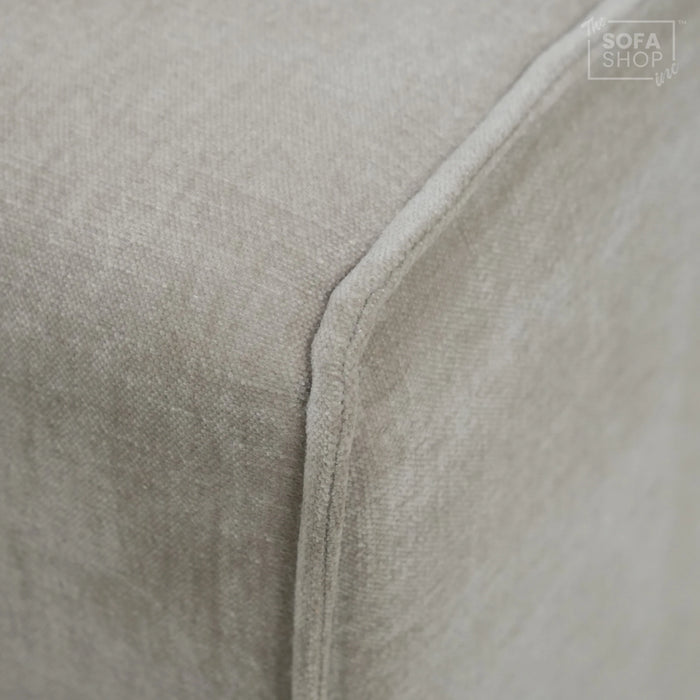 1 Seater Static Sofa With Soft Cosy, Elegant Beige Fabric | No Feet | Vicenza | Ex-Display | The Sofa Shop