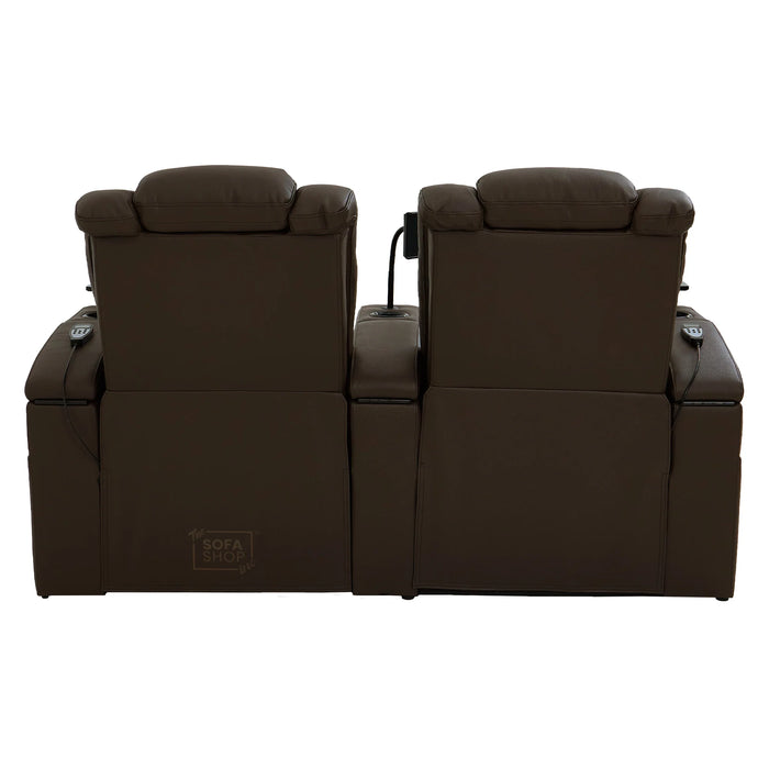 Real Leather 2+1 Electric Recliner Cinema Sofa Set in Dark Brown | 2 Piece Sofa Set with Massage, USB Ports, Cup Holders, Storage Boxes & Wireless Charger | Capri | The Sofa Shop