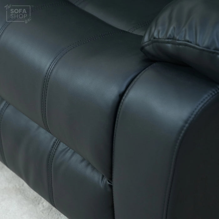 1 Seater Leather Recliner Cinema Sofa in Black | Manual Reclining Sofa with Fully Reclining Mechanism | Trento  | Second Hand Sofas 1