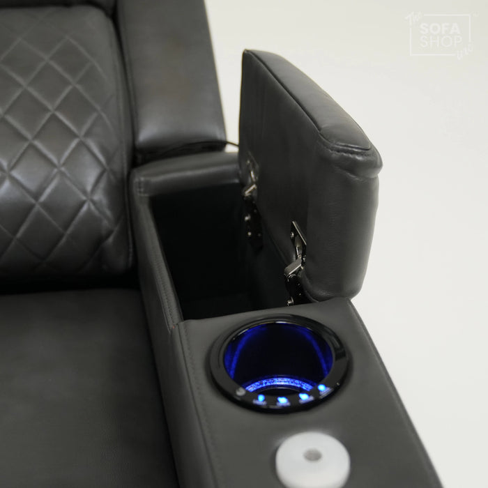 3 Seater Electric Recliner Sofa With Massage, Cooling Cups & USB | Small Scuffs on LHF & RHF | Venice | Second Hand Sofa SS08