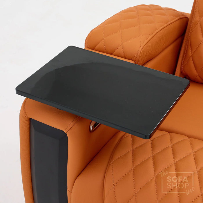 3 Seater Cinema Sofa in Orange Real Leather | Luxury Theatre & Home Cinema Seating | Electric Recliner With 3 Power Recliners, Power Lumbar & Cooling Cup Holders | Assisi | The Sofa Shop