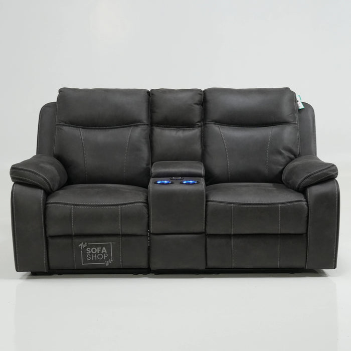 2 Seater Electric Recliner With Massage & Bluetooth | Scratch Mark | Vinson Grey Fabric | Ex-Display