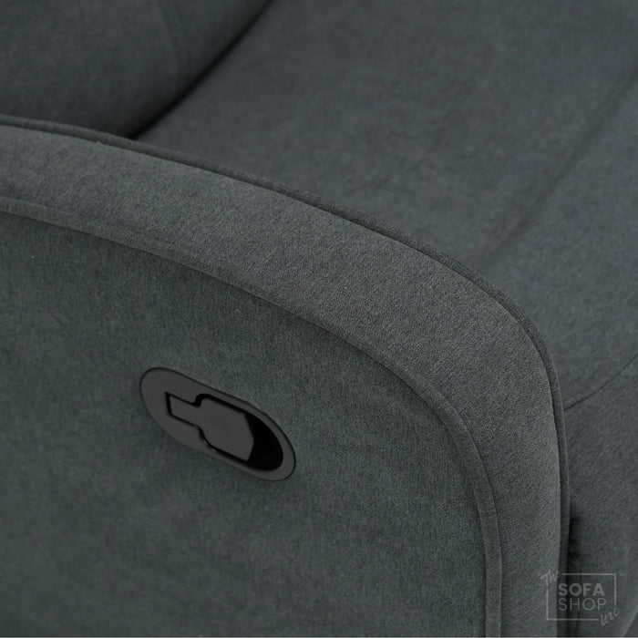 2 Seater Manual Fabric Sofa in Dark Grey | Fully Reclining Seats With Ripped Backrest | Parma | Second Hand Sofa 08