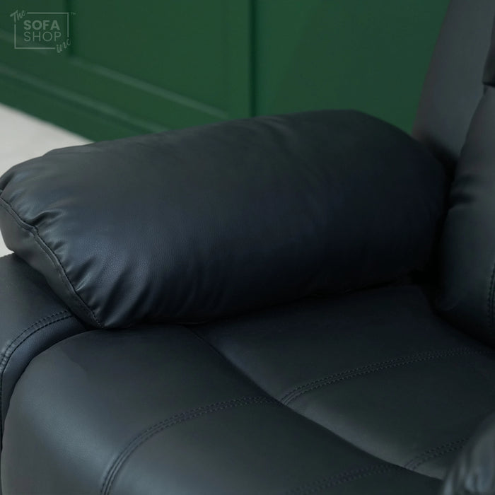 1 Seater Leather Recliner Cinema Sofa in Black | Manual Reclining Sofa with Fully Reclining Mechanism | Trento  | Second Hand Sofas 1
