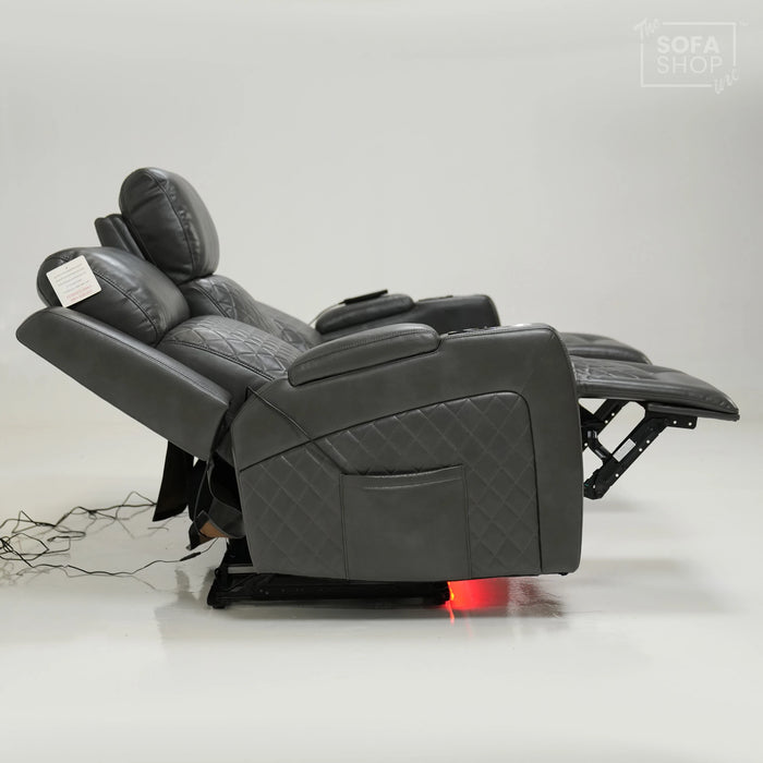 3 Seater Electric Recliner Sofa With Massage, Cooling Cups & USB | Small Scuffs on LHF & RHF | Venice | Second Hand Sofa SS08