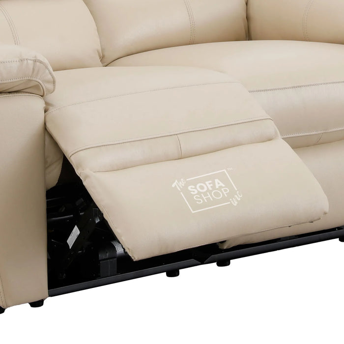 3+2+1 Electric Recliner Sofa Set in Cream Real Leather | Hi-Tech Leather Suite with Power Recline + Drop-Down Table + Cup Holders + USB-C Charging + Wall-Hugging Design | Trento | The Sofa Shop