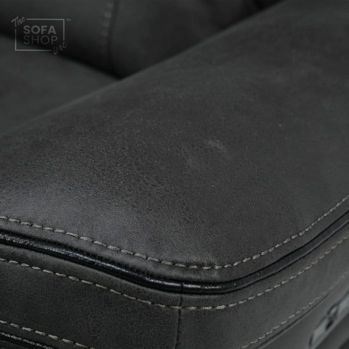 3 Seater Electric Fabric Recliner Sofa with USB, Adjustable Headrest & Storage Box  | Used, No Middle Drop-Down & Broken Speakers | Vinson | Second Hand Sofa 206