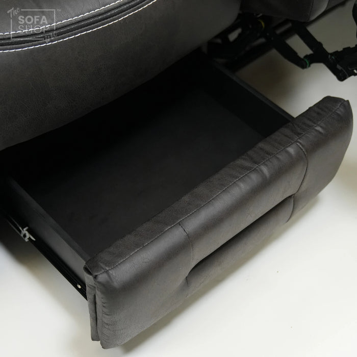 3 Seater Cinema Sofa in Black Velvet Fabric | Hi-Tech Cinema Sofa with Power Recline + Power Headrests + Wireless Charging + Speakers + Fold Down Table| Sample | Tuscany | The Sofa Shop