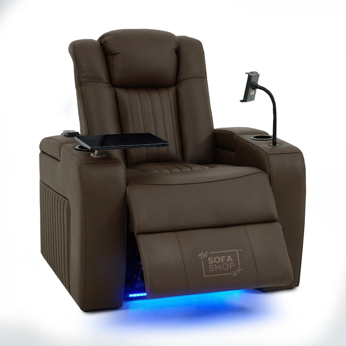Real Leather 2+1 Electric Recliner Cinema Sofa Set in Dark Brown | 2 Piece Sofa Set with Massage, USB Ports, Cup Holders, Storage Boxes & Wireless Charger | Capri | The Sofa Shop