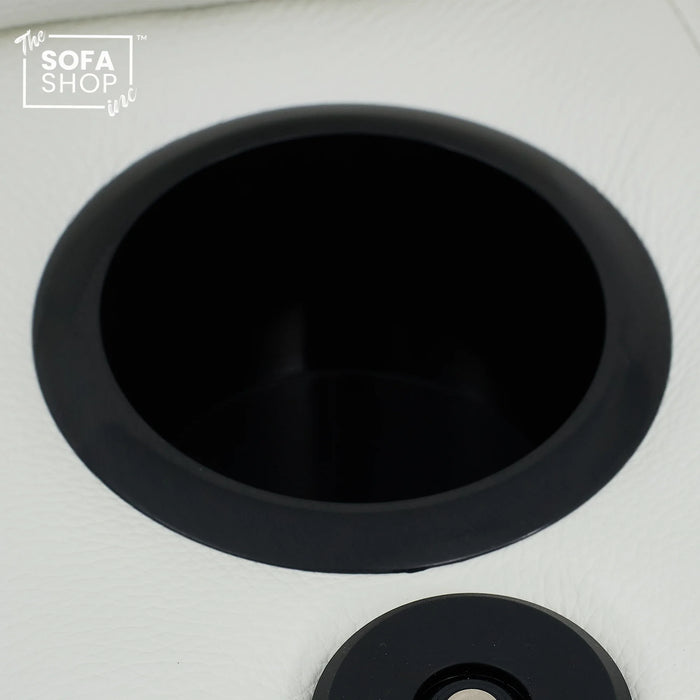 1 Seater Real Leather Electric Recliner Cinema Chair in White | Massage & Heat, Tray Table, Power Grommet & Cooling Cup Holder | Napoli | The Sofa Shop