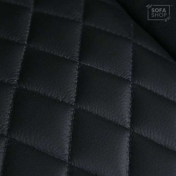 2 Seater Cinema Sofa in Black Real Leather | Hi-Tech Console Couch with Power Recline + Power Headrests + Console Storage + Cup Holders + LED Base Light | Sample |Milano | The Sofa Shop