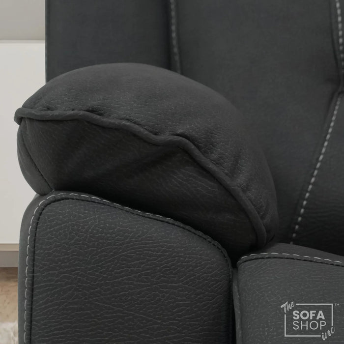 Electric Riser Recliner Chair in Charcoal Grey Fabric | Dual Motor Rise & Recline Armchair with Massage, Heat & Power Headrest | Mobility Chair for Elderly | Florence | The Sofa Shop