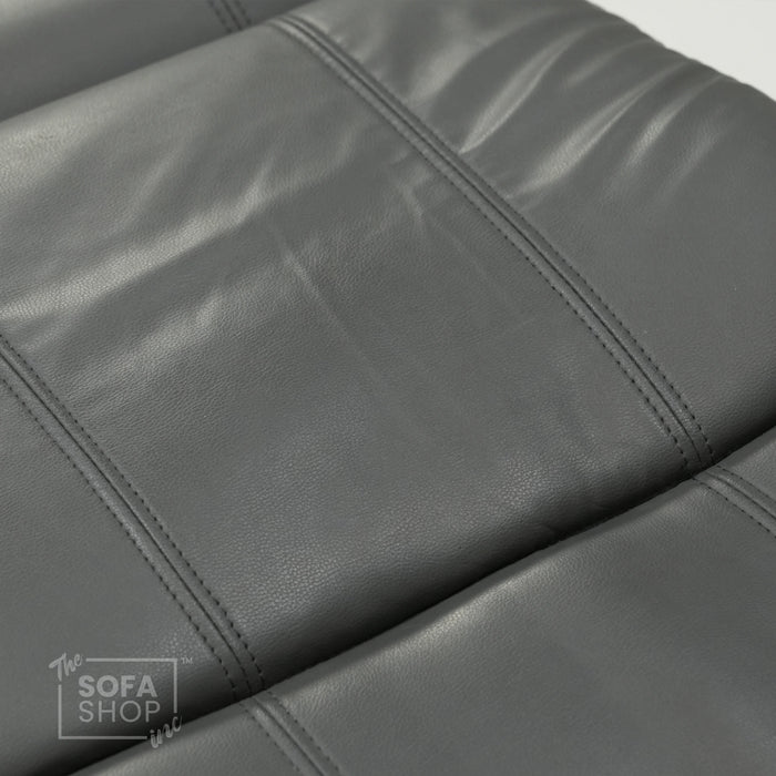 3 Seater Manual Recliner Sofa in Grey Leather | Manual Recliner Sofa with Drop-Down Table + Cup Holders + Padded Armrests + Smooth Recline | Trento Second Hand 27 | The Sofa Shop