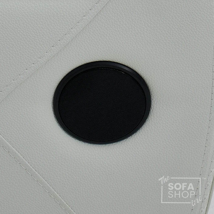 3 Seater Real Leather Electric Recliner Cinema Sofa in White | Massage, Heat, Bluetooth, Fold-Down Table & Cooling Cup Holders | Napoli | The Sofa Shop