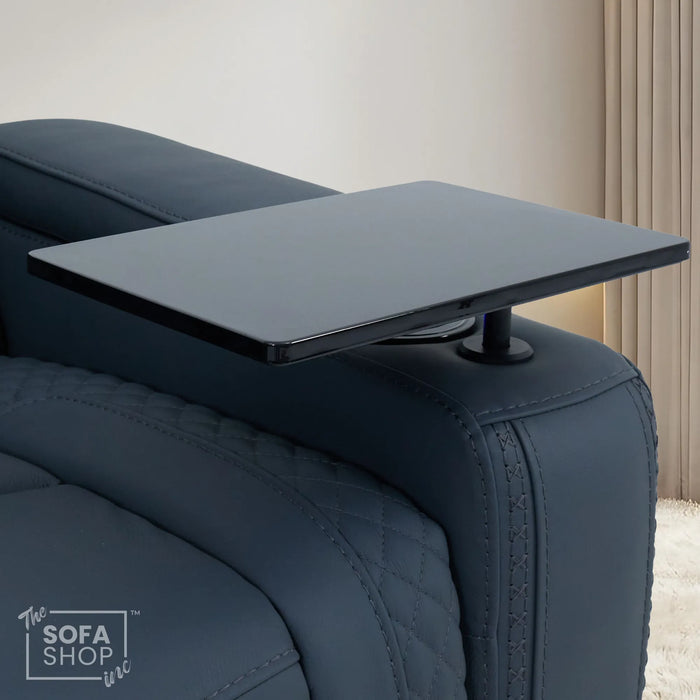 3+2 Seater Blue Real Leather Recliner Cinema Sofa | Hi-Tech Sofa Suite with Power Recline + Power Headrests + Wireless Charging + Bluetooth Speakers + Heat & Cool Cupholders | Napoli | The Sofa Shop