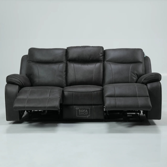 3 Seater Electric Fabric Recliner Sofa with USB, Adjustable Headrest & Storage Box  | Used, No Middle Drop-Down & Broken Speakers | Vinson | Second Hand Sofa 206