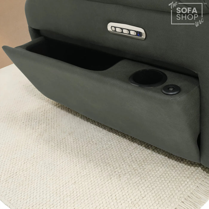 1 Seater Electric Dual Lift Riser Chair In Green Fabric | Hi-Tech Recliner Riser With Massage + Heating Comfort + Power Headrest + LED Light + USB-C | Florence | The Sofa Shop
