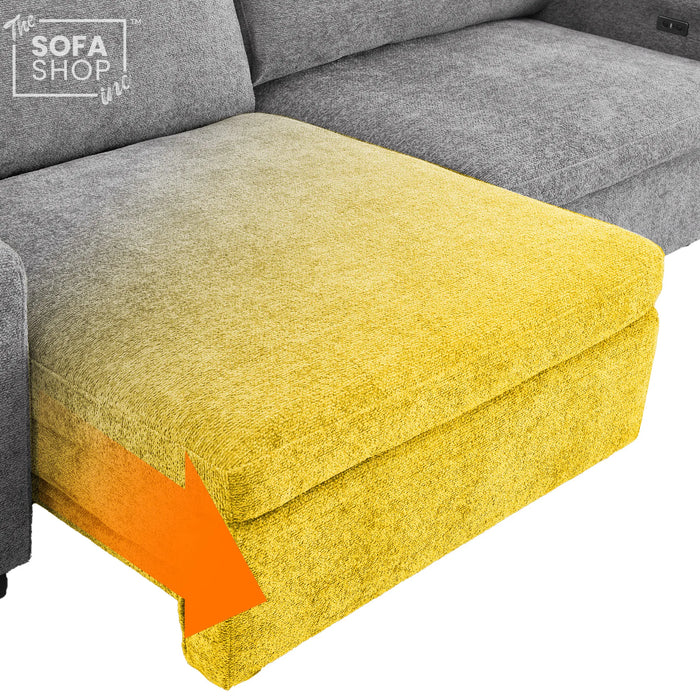 3 Seater Fabric Extendable Electric Sofa Bed | Power Sliding Couch With USB+C Charging | Grey Chenille Fabric | Home Theatre Seating & Comfort Headrests | Palma | The Sofa Shop