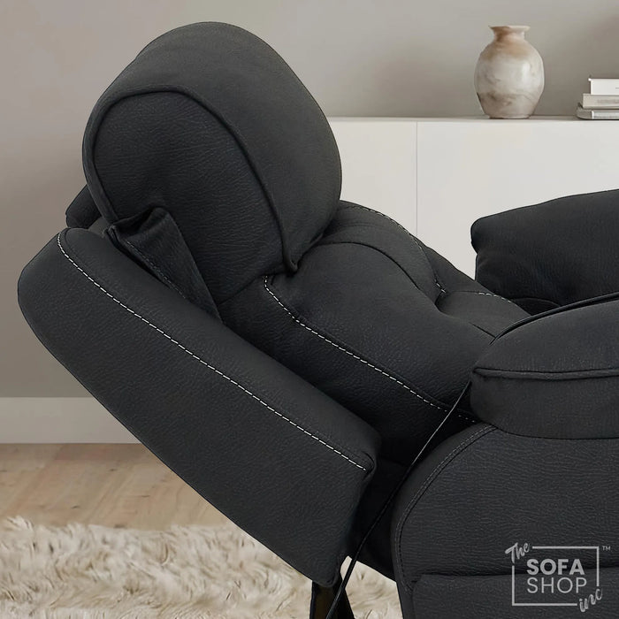 Electric Riser Recliner Chair in Charcoal Grey Fabric | Dual Motor Rise & Recline Armchair with Massage, Heat & Power Headrest | Mobility Chair for Elderly | Florence | The Sofa Shop