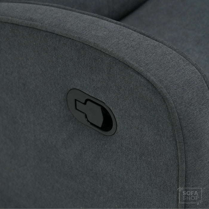 2 Seater Manual Fabric Sofa in Dark Grey | Fully Reclining Seats With Ripped Backrest | Parma | Second Hand Sofa 08