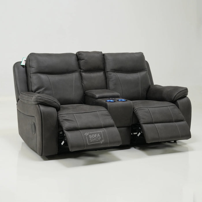 2 Seater Electric Recliner With Massage & Bluetooth | Scratch Mark | Vinson Grey Fabric | Ex-Display
