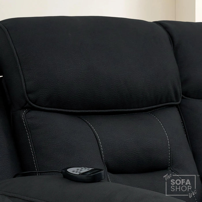 2 Seater Charcoal Grey Fabric Electric Recliner Cinema Sofa | Hi-tech Recliner Couch With Massage Vibration, Heated Lumbar, Cooling & Heating Cupholders, Bluetooth & Multi-Link | Florence | The Sofa Shop