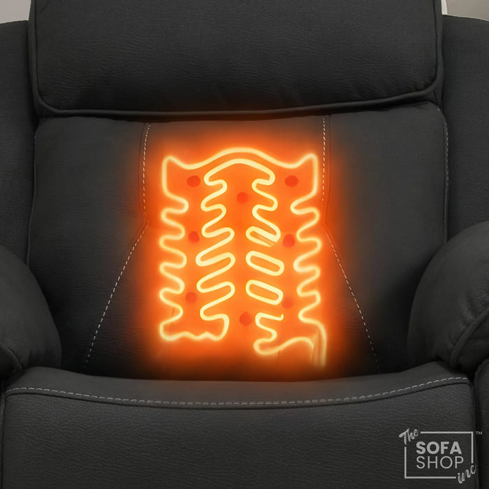 Electric Riser Recliner Chair in Charcoal Grey Fabric | Dual Motor Rise & Recline Armchair with Massage, Heat & Power Headrest | Mobility Chair for Elderly | Florence | The Sofa Shop