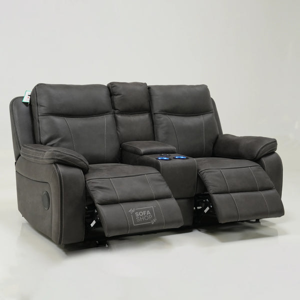 2 Seater Electric Recliner With Massage & Bluetooth | Scratch Mark | Vinson Grey Fabric | Ex-Display