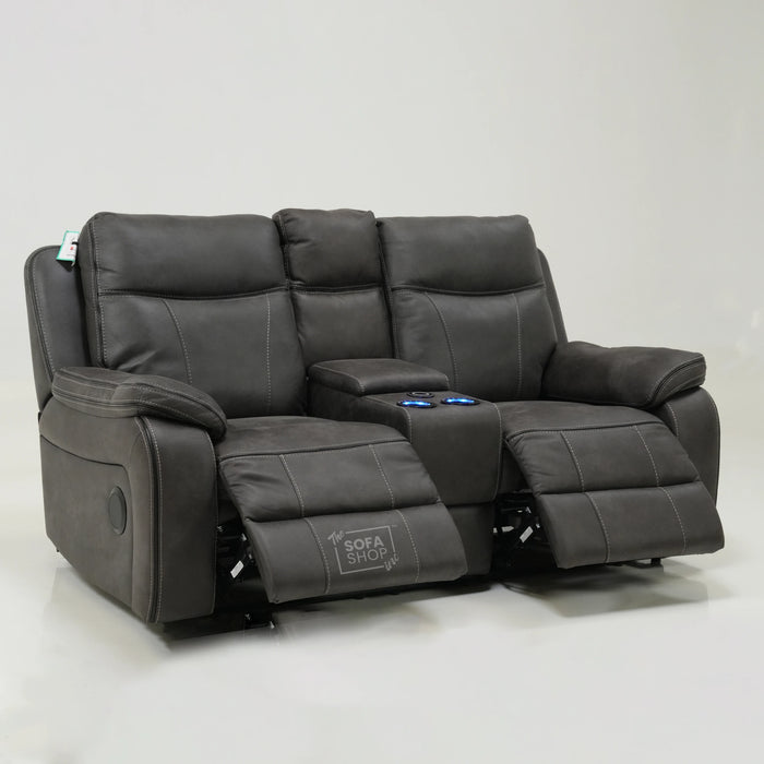 2 Seater Electric Recliner With Massage & Bluetooth | Scratch Mark | Vinson Grey Fabric | Ex-Display