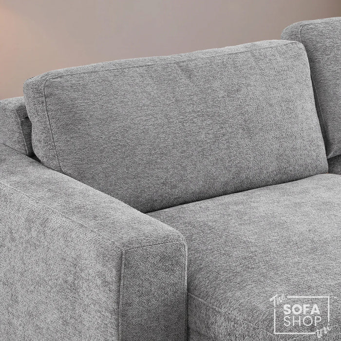 3 Seater Fabric Extendable Electric Sofa Bed | Power Sliding Couch With USB+C Charging | Grey Chenille Fabric | Home Theatre Seating & Comfort Headrests | Palma | The Sofa Shop