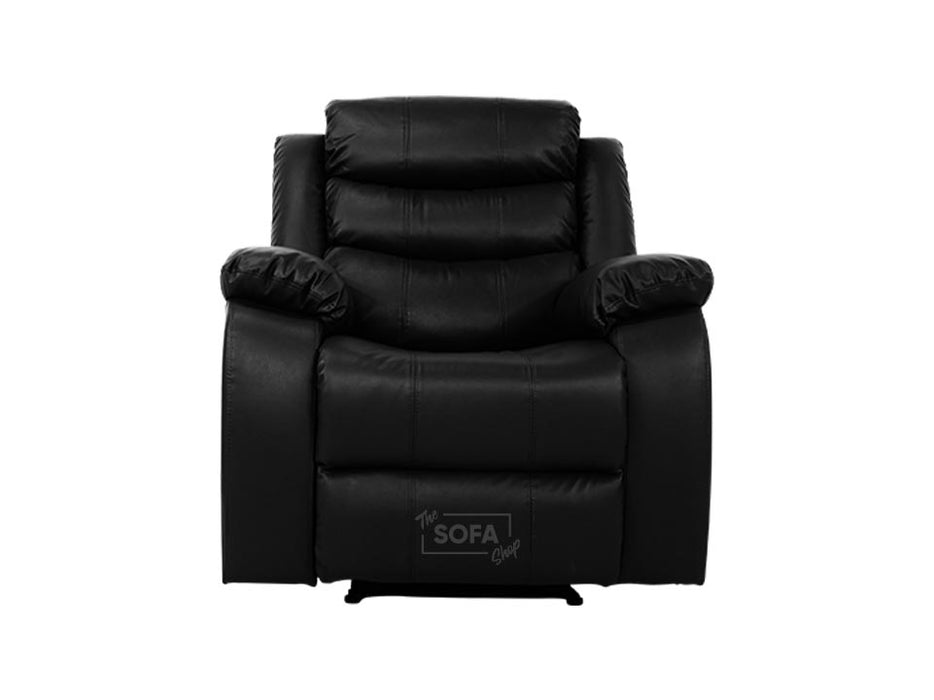 Front Sorrento Black Leather Chair - Recliner Sofa | The Sofa Shop