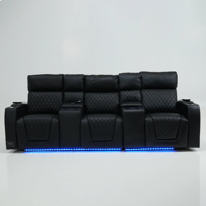 3 Seater Electric Recliner With Tray Tables & LED Lighting | Different Shade Seat & No Speakers | Venice | Second Hand Sofa SS22
