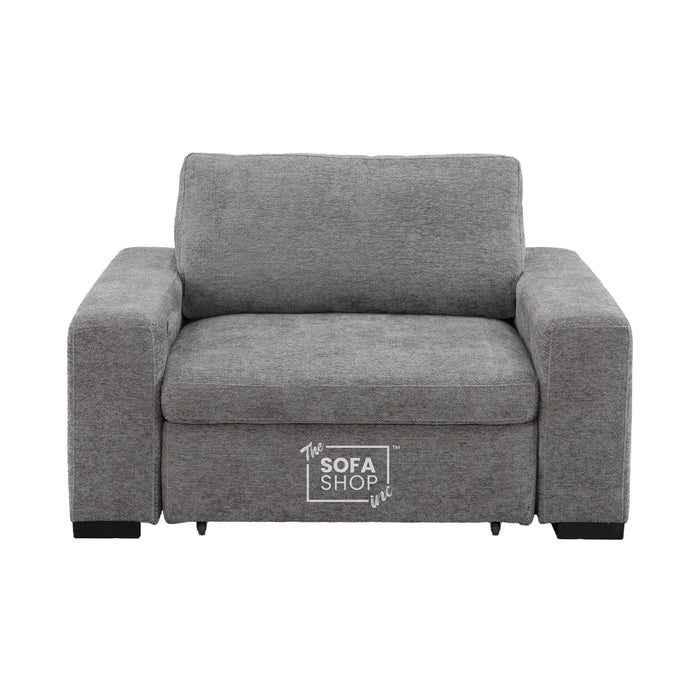 Power Sliding Sofa & Sofa Bed In One | 1 Seater Electric Extendable Chair | USB+C Charging & Grey Chenille Fabric | Home Cinema Seating | Palma | The Sofa Shop